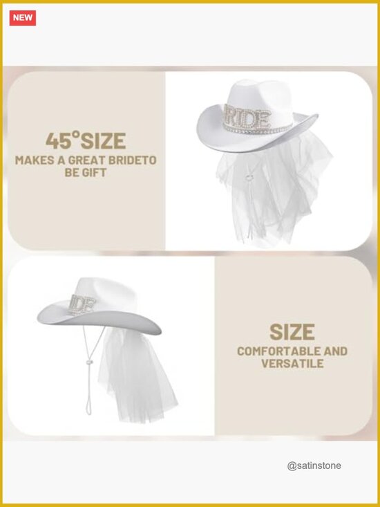 Cowboy Hat with Veil Bachelorette Party Wedding Bridal Shower Bride to Be Gift main image 4